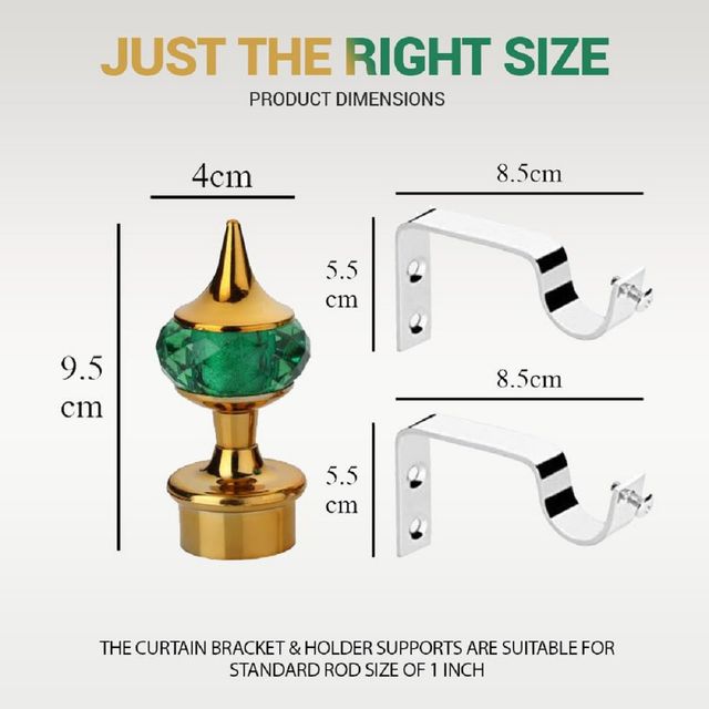 Gloxy Aluminium Single Diamond Curtain Brackets | Support Fittings 1 inch Rod