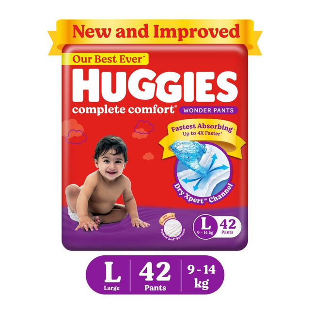 Huggies Complete Comfort Wonder Pant Diapers For Kids | White | L (9 - 14 kg)