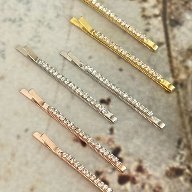 The Opal Factory | Diamante Hair Pin for Girls and Women | Set of 3 Pairs | Gold Silver Rosegold
