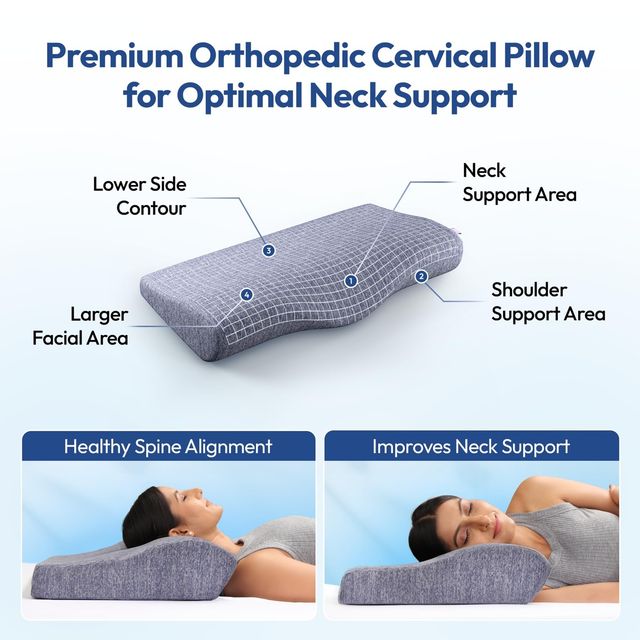 Frido Ultimate Neck Contour Cervical Plus Pillow | Premium Blue | Large