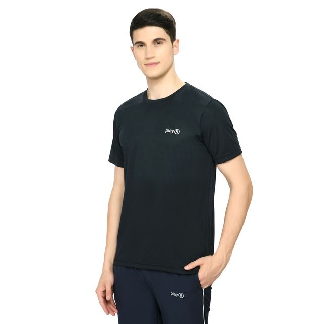 Playr Men's Adult Running Core Run Tee Polyester for All Season | Navy | M