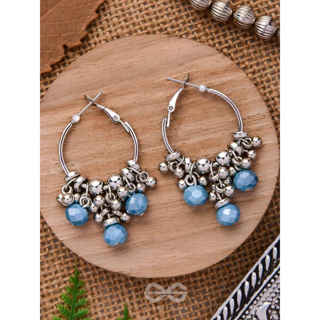 Everstylish The Blue Orchid- Glass Drops Oxidised Earrings