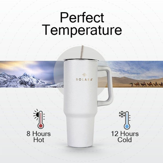 Solara 1.2 Liter Insulated Elixir Tumbler With Lid And Straw For Travel, Office, Home - Frosty