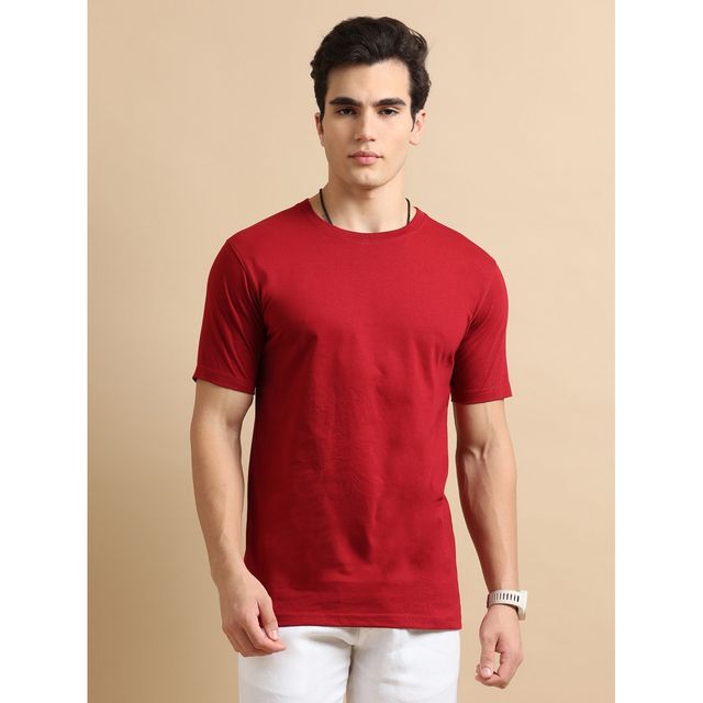 Bushirt Men's Solid T-shirt | Maroon - S