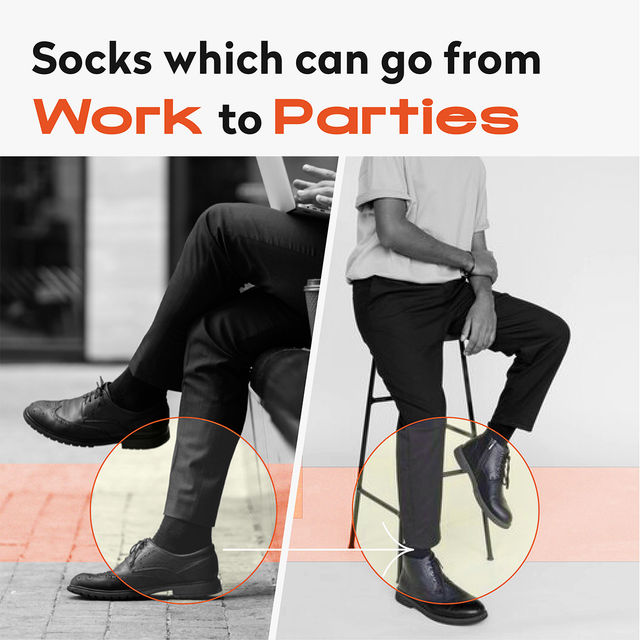 Supersox Men's Solid Combed Cotton Socks | Black - UK 7 - 10