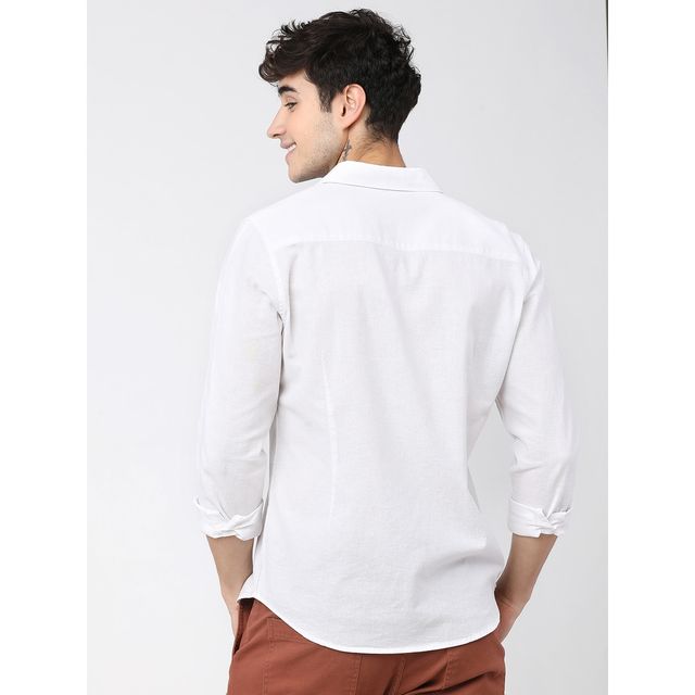 Ketch Men Solid Slim Fit Casual Cotton Shirt | White | L