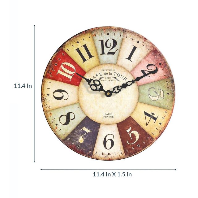 Casacraft by Pepperfry Multicolor Engineered Wood Caf De La Tour Modern Wall Clock