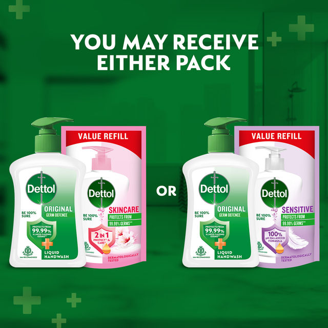 Dettol Original Hand Wash Pump With Free Handwash Refill | 99.99% Germ Protection