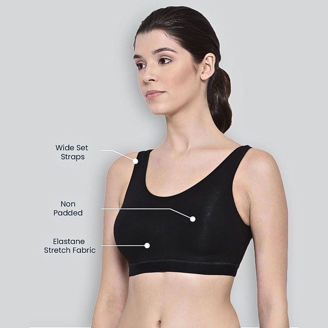 Lyra Women's Sports Bra Non Padded | Black and Grey - 36B