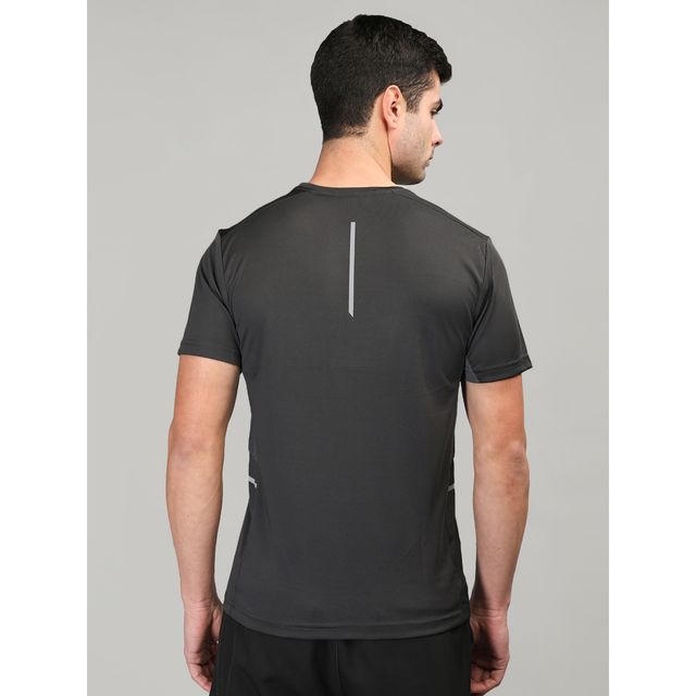 Chkokko Men's Solid Regular Fit Sports T-shirt | Black - L