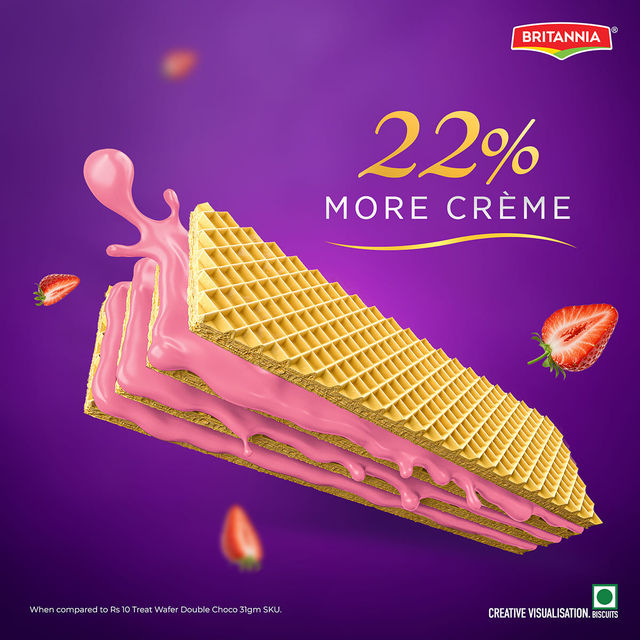 Britannia Treat Rich Crème Strawberry Flavoured Wafers 55 g Combo