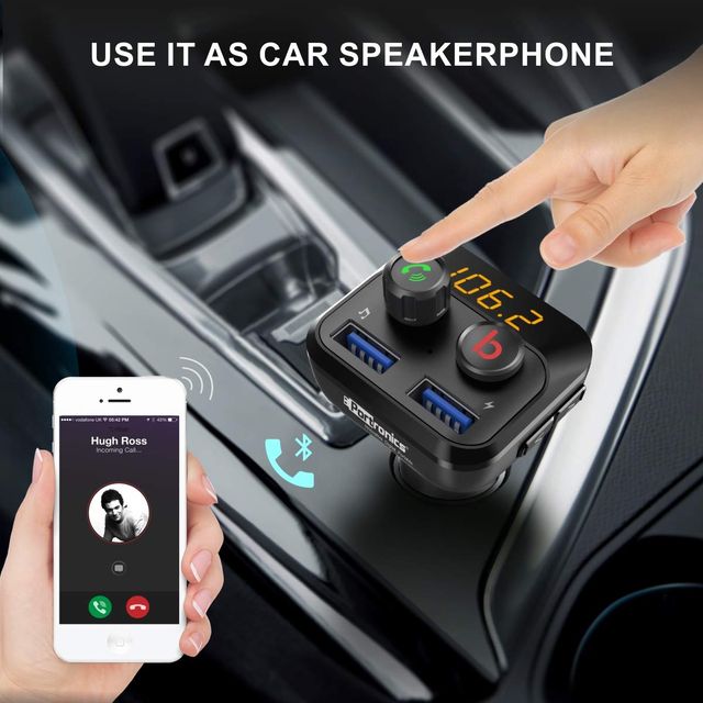 Portronics AUTO 10 POR 320,Bluetooth FM Transmitter in-Car Radio Adapter Hands-Free Calling(Black