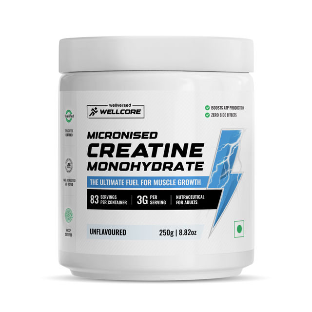 Wellcore - Micronised Creatine Monohydrate (250G, 83 Servings) | 100% Pure Creatine | Unflavored