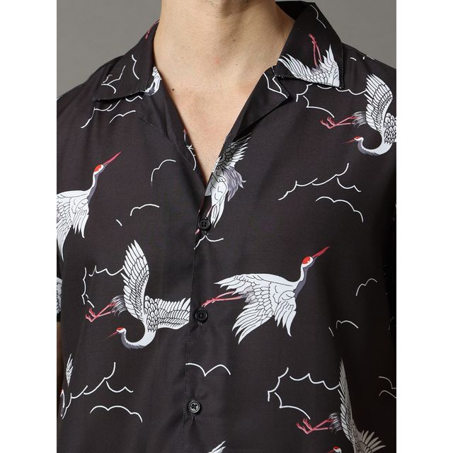 Bushirt Men's Co-ord Set | Flamingo Black - L