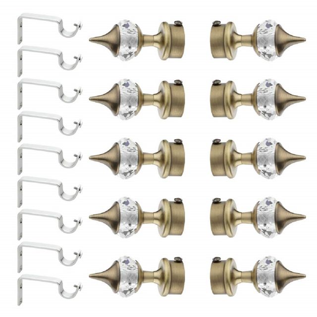 Gloxy ENTERPRISE Aluminium Single Diamond Curtain Brackets with Support & Fittings | Antique 5 Pair