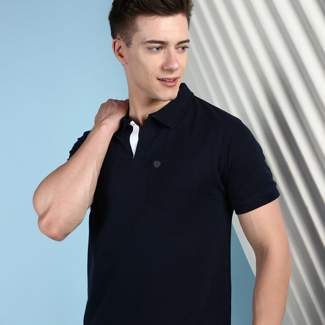Lux Cozi Solid Cotton Polo T-shirt with Pocket for Men - Buy at