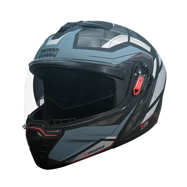 Studds Trooper D2 ISI-DOT CertifiedFlip-up Helmet with Dual Visor |Matt Black N4 - XL
