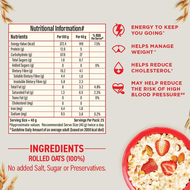 Bagrry's Natural Oats | Pouch | Added Sugar-free and Preservative-free