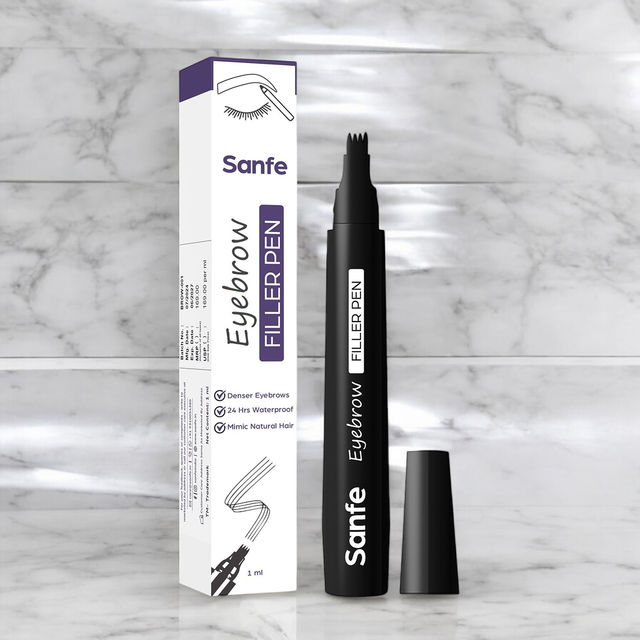 Sanfe Eyebrow Filler Pen Enhancer, Waterproof, Long-Lasting Finish For Denser Eyebrows - Black