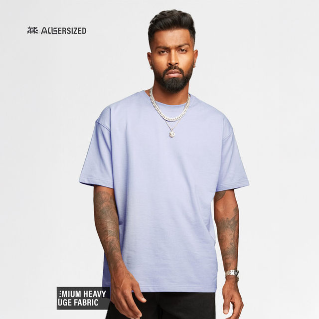 Buy The Souled Store Men's Solids Light Lavender Oversized T-shirt