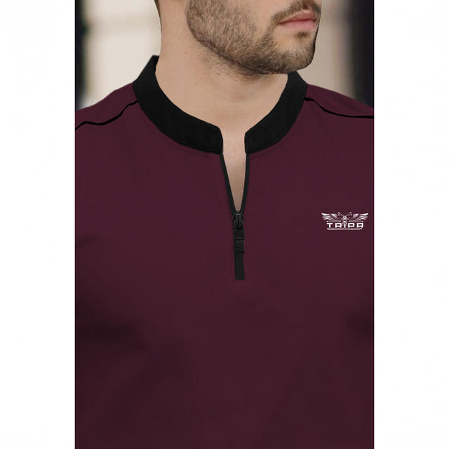 TRIPR Men Cotton Blend Mandarin Collar T-shirt - Buy at ₹401