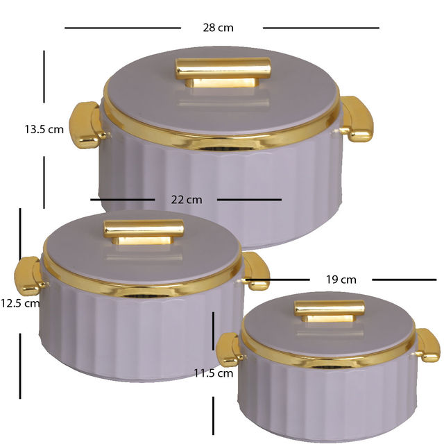 Selvel Camry Insulated Casserole | (1700ml, 1200ml, 600ml) | Keeps Food Hot |Lid Grey