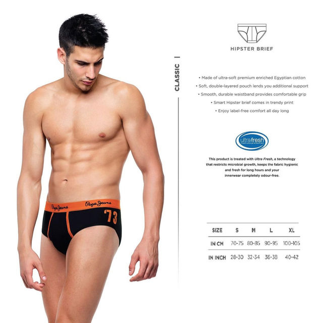 Pepe Jeans Men's Solid Charcoal Melange Brief | M