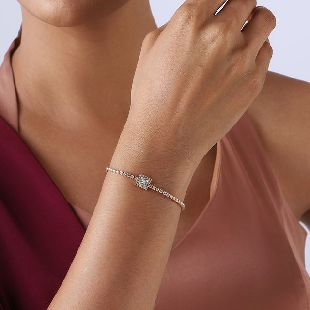 Kushal s Fashion Jewellery White Rose Gold-Plated Party Zircon Bracelet | 438988