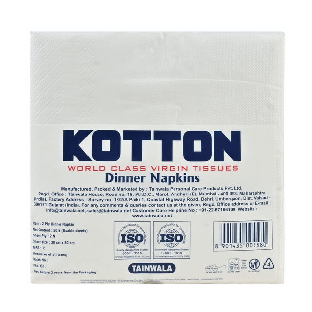 Kotton Premium Soft Napkin - 2 Ply -100% Virgin Pulp/Paper,30CMX30CM,50 pcs