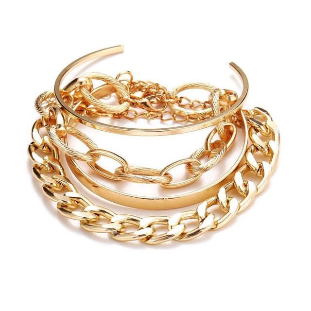 Jewels Galaxy Women Gold-Plated Wraparound & Cuff Bracelet Set