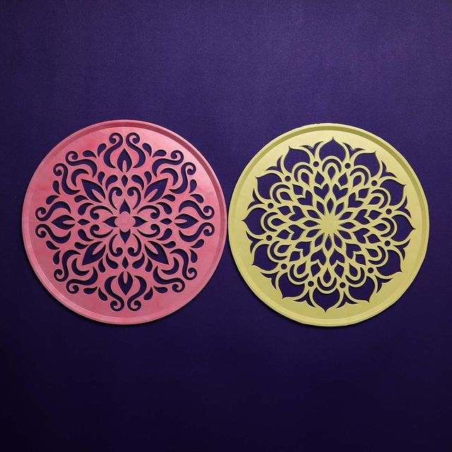 Gullak Plastic Stencil Round 8 in | Assorted Design 1 pc Combo