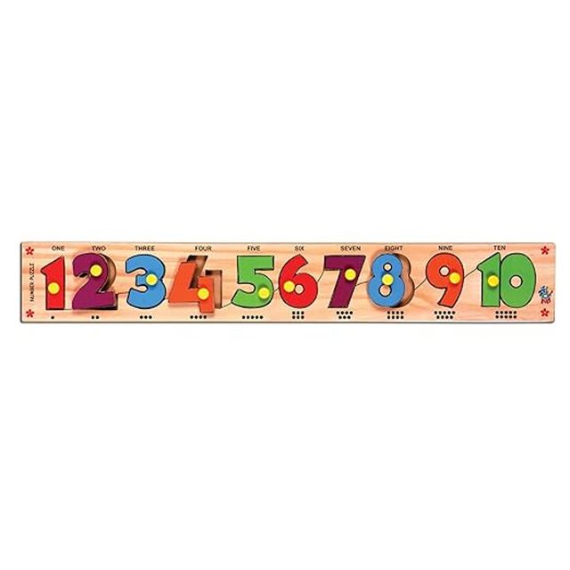 Skillofun Wooden Number Strip Puzzle | Knobs | Enhances Number Recognition & Cognitive Skills