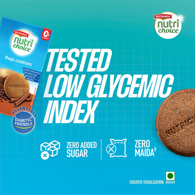 Britannia NutriChoice Ragi Cookies | Diabetic Friendly | Zero Added Sugar & 0% Maida 150 g Combo