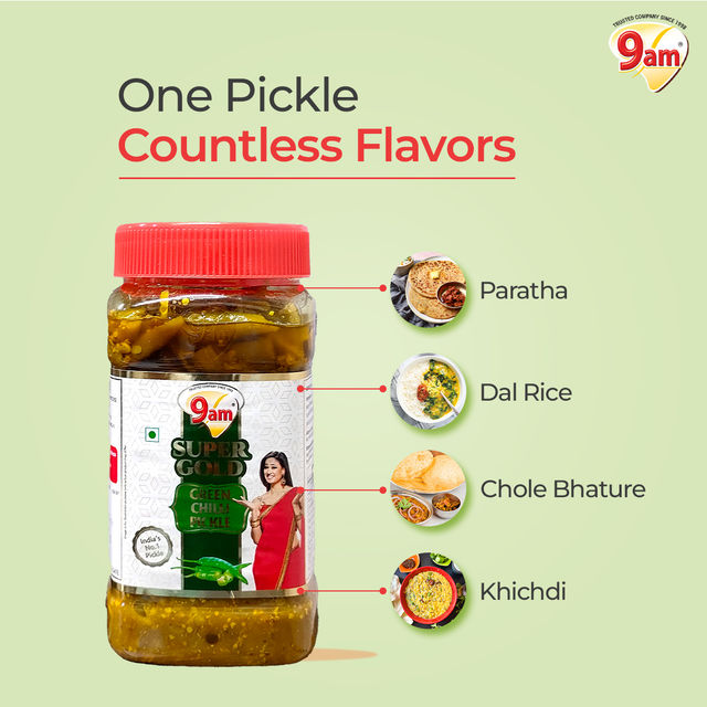 9am Super Gold Green Chilli Pickle