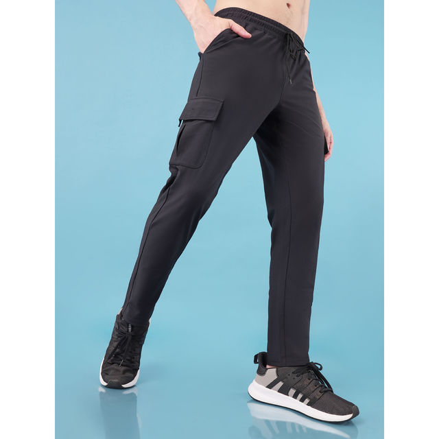 Buy Technosport Men Poly Solid Relax Fit Sports Cargo Trackpants