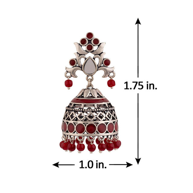Voylla Artificial Beads Design Rangabati Cutwork and Jhumka | Brass Silver