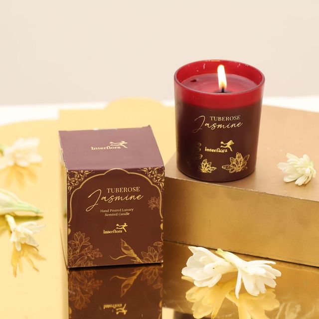 Haus & Kinder Rose Serenity King Bedsheet - 100% Cotton (270X270Cm) (1pc) & Igp Interflora Jasmine Tuberose Handpoured Candle (1pc) Combo