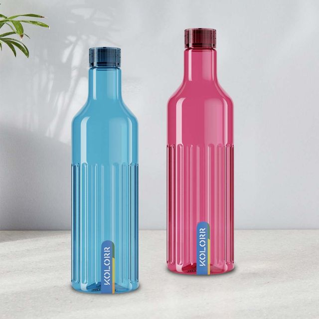 Kolorr Linea Bottle 1L | Pack of 2 - Red & Blue Perfect for sharing | gym | or picnics