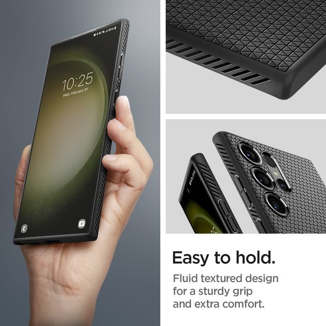 Spigen Liquid Air Back Cover Case Compatible with Galaxy S23 Ultra (TPU | Matte Black)