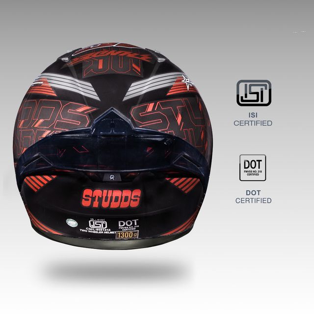 Studds Thunder D11 Full Face Helmet with Spoiler|Lava Red - L