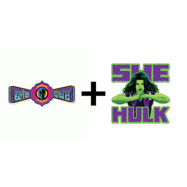 House Of Festivals Black Panther- Desi Truck Art - Marvel Official Sticker (1pc) & House Of Festivals She-Hulk Ready - Marvel Official Sticker (1pc) Combo