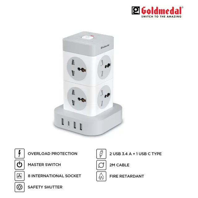 Goldmedal Turbomax Power Strip Spike Adaptor (2 M, White)
