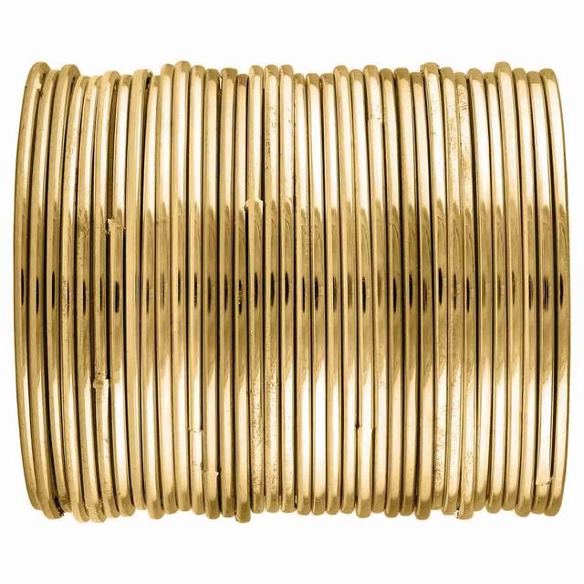 Peora Traditional Antique Look Oxidised Gold Plated Metal Bangle Set for Women (Gold, 2.6 inch)