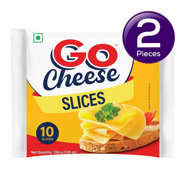 Go Cheese Cheddar Slices Plain 200 g Combo