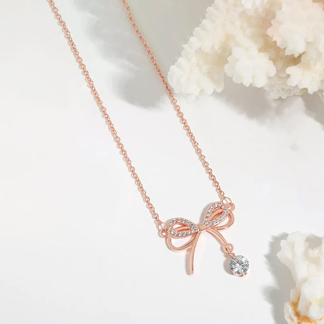 Designs & You Rose Gold Plated American Diamond Studded Infinity Shape Korean Pendant | 1 pack