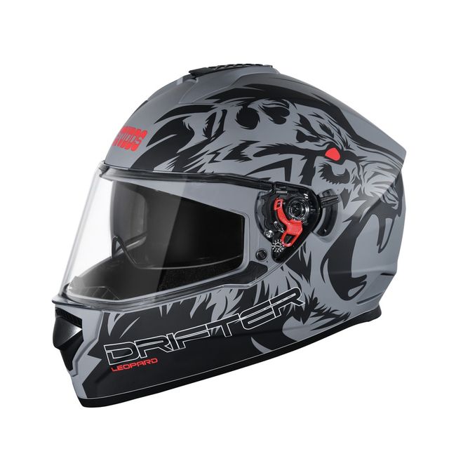Studds Drifter D2 Leopard ISI-DOT Certified Full Face Helmet|Dual Visor & Spoiler|Matt Grey N9 - M