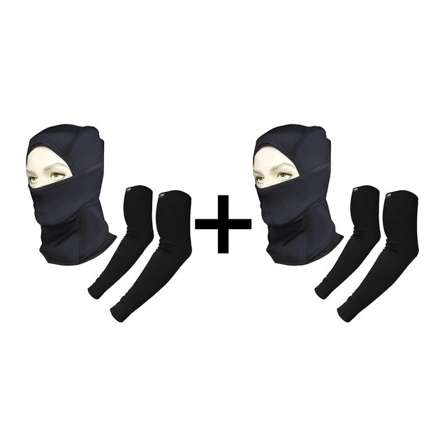 Autofy Pro-Fit Arm Sleeves | 240 Gsm & Cool-Max Balaclava | 240 Gsm Combo | Unisex - Pack Of 2 1 pc X 2 Combo