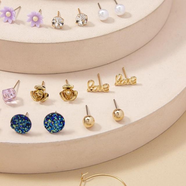 Jewels Galaxy Gold-Plated Frequesnt-Use Multicolor Stud Earrings (1 Pack 60 Pieces)