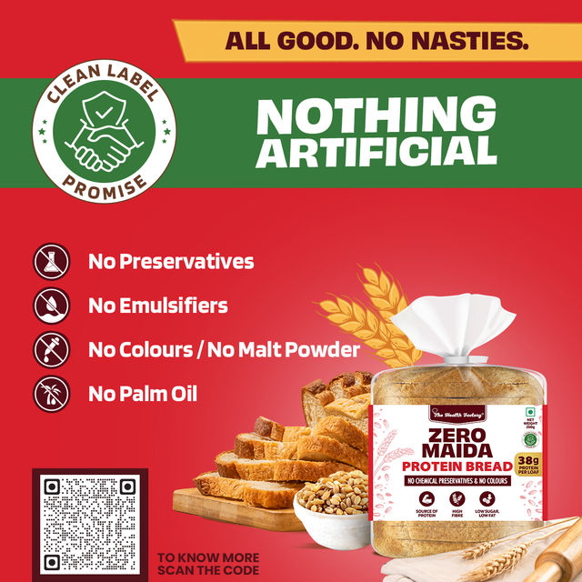 The Health Factory Zero Maida Protein Bread | Clean Label - Not Brown