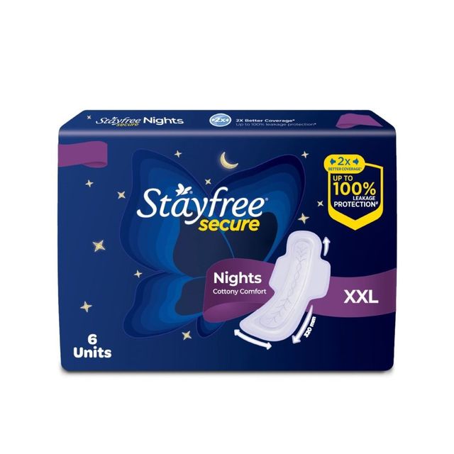 Stayfree Secure Nights Sanitary Pads - XXL 6 pc Combo